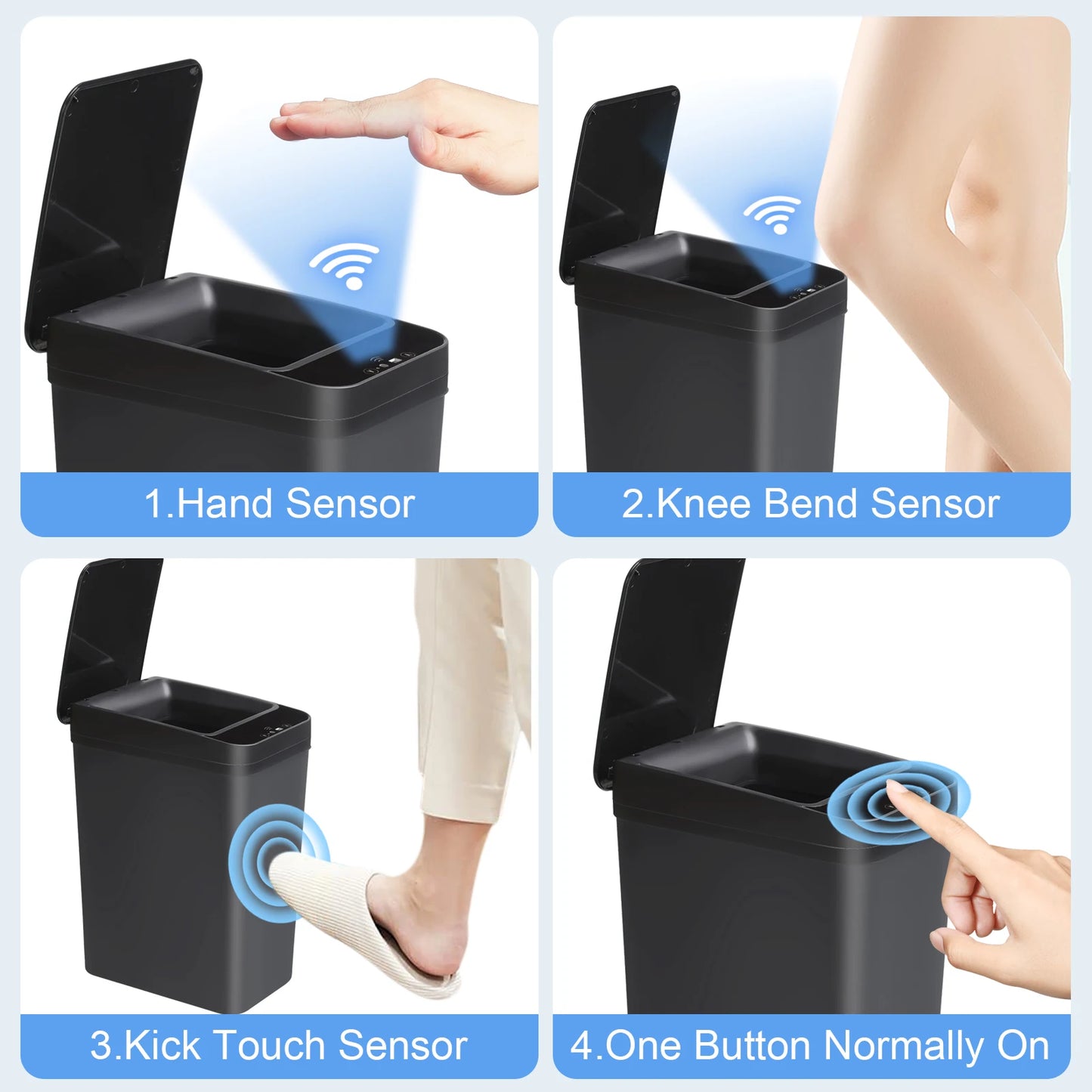 Automatic Touchless Motion Sensor Trash Can Two Pack Slim Design