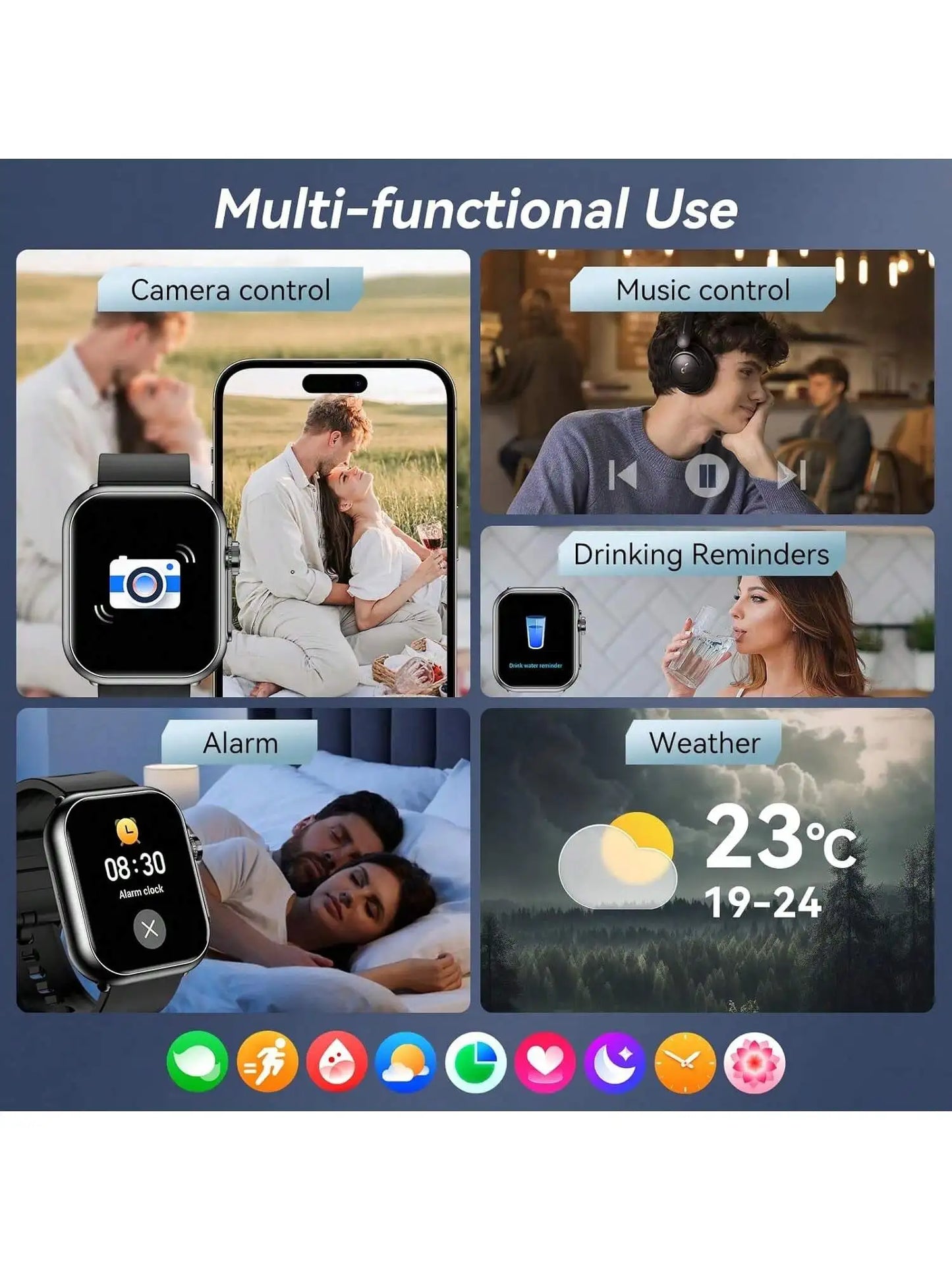 Smartwatch For Men And Women With Case 7 Bands Bluetooth Calling