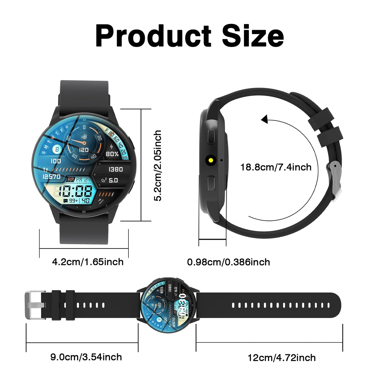 Odelettevcy Smartwatch Men Bluetooth Calling Fitness Tracker Heart Rate Monitor