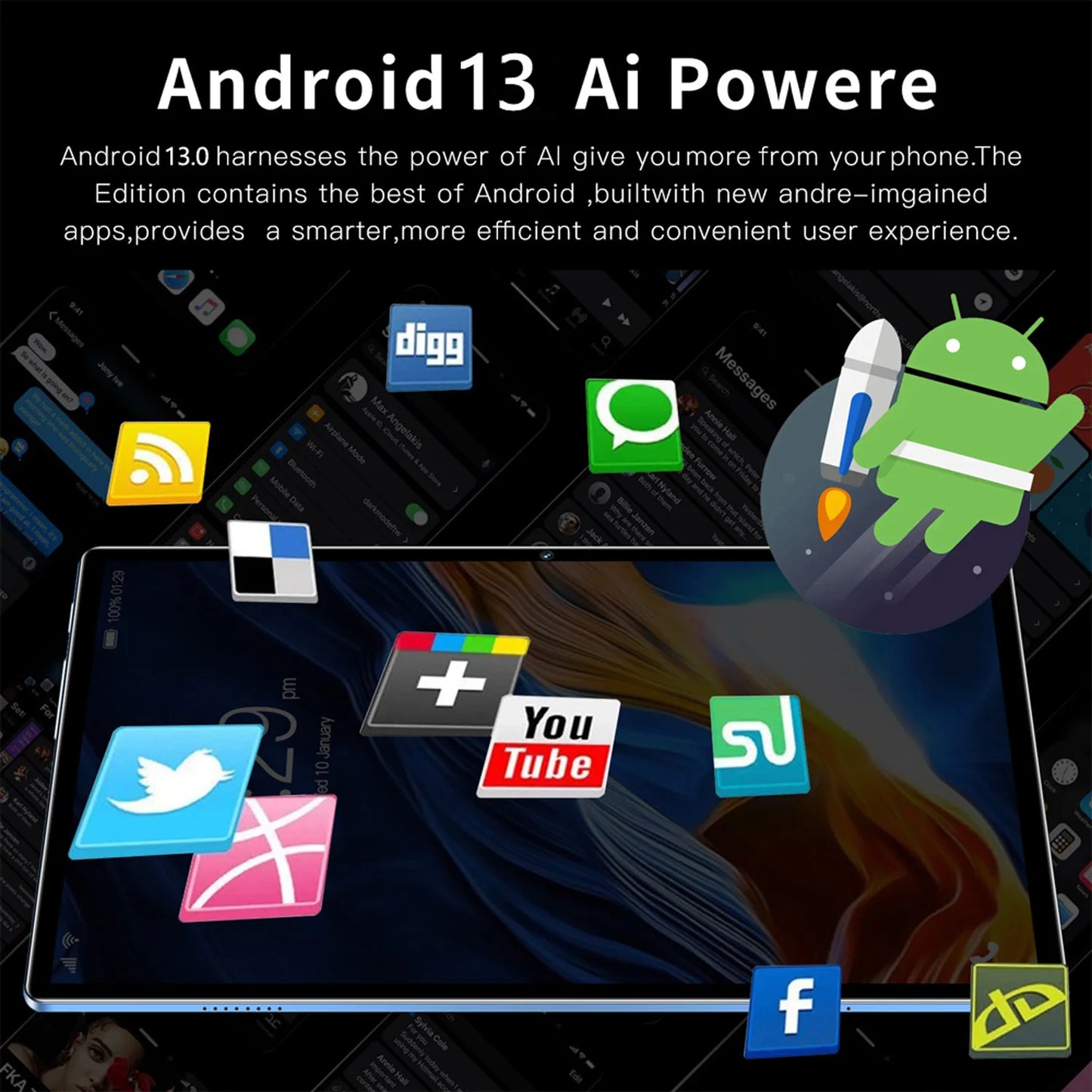 BDF Android Tablet Octa Core Dual SIM Cameras Bluetooth WiFi