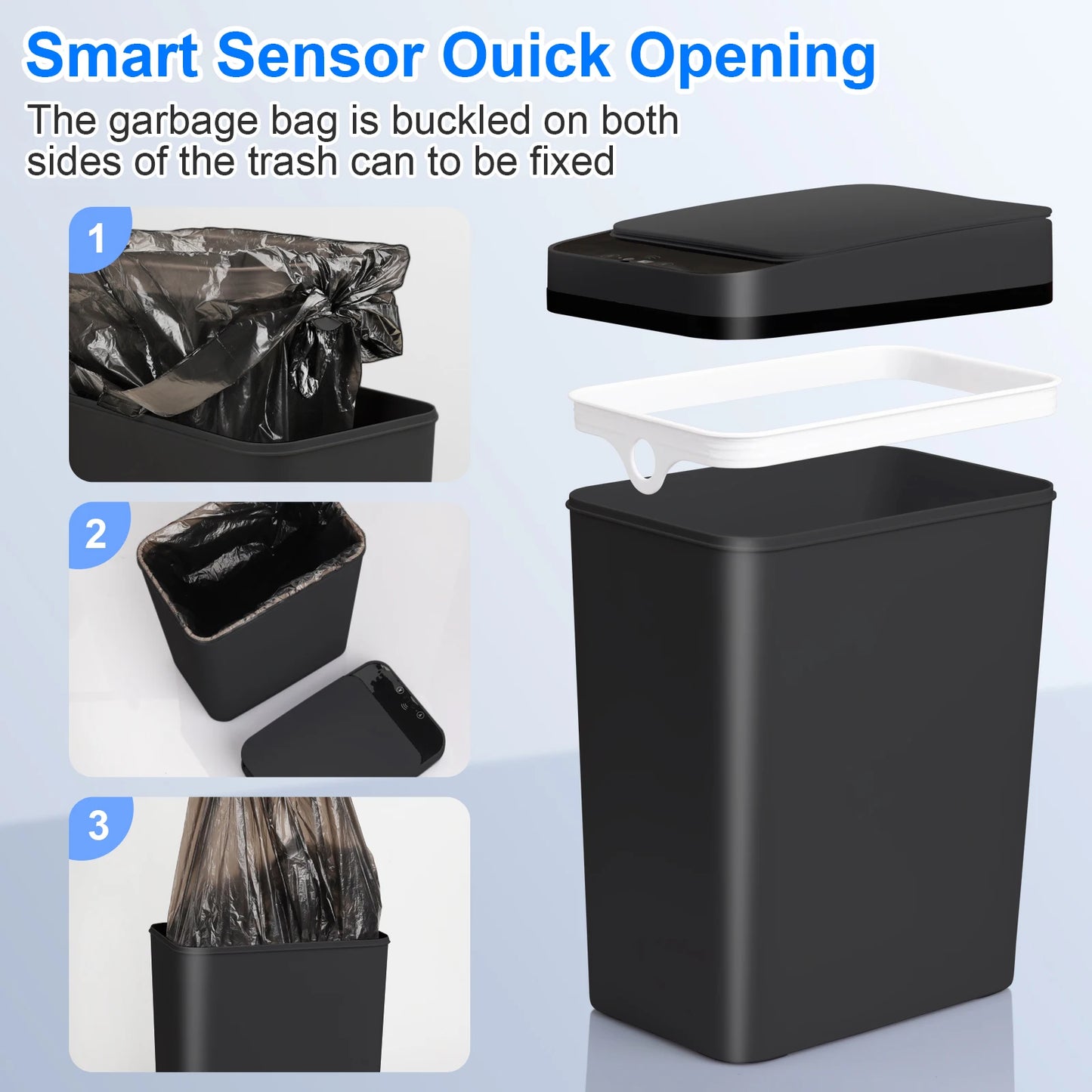 Automatic Touchless Motion Sensor Trash Can Two Pack Slim Design