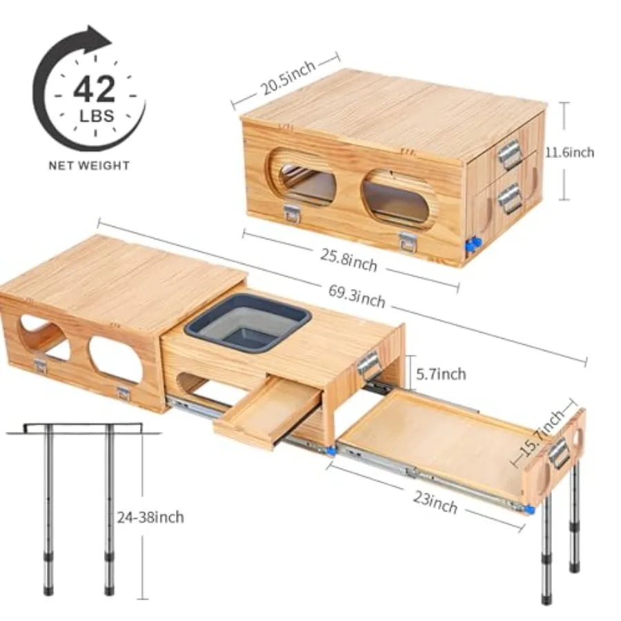 All In One Camp Kitchen Box With Sink Folding Table