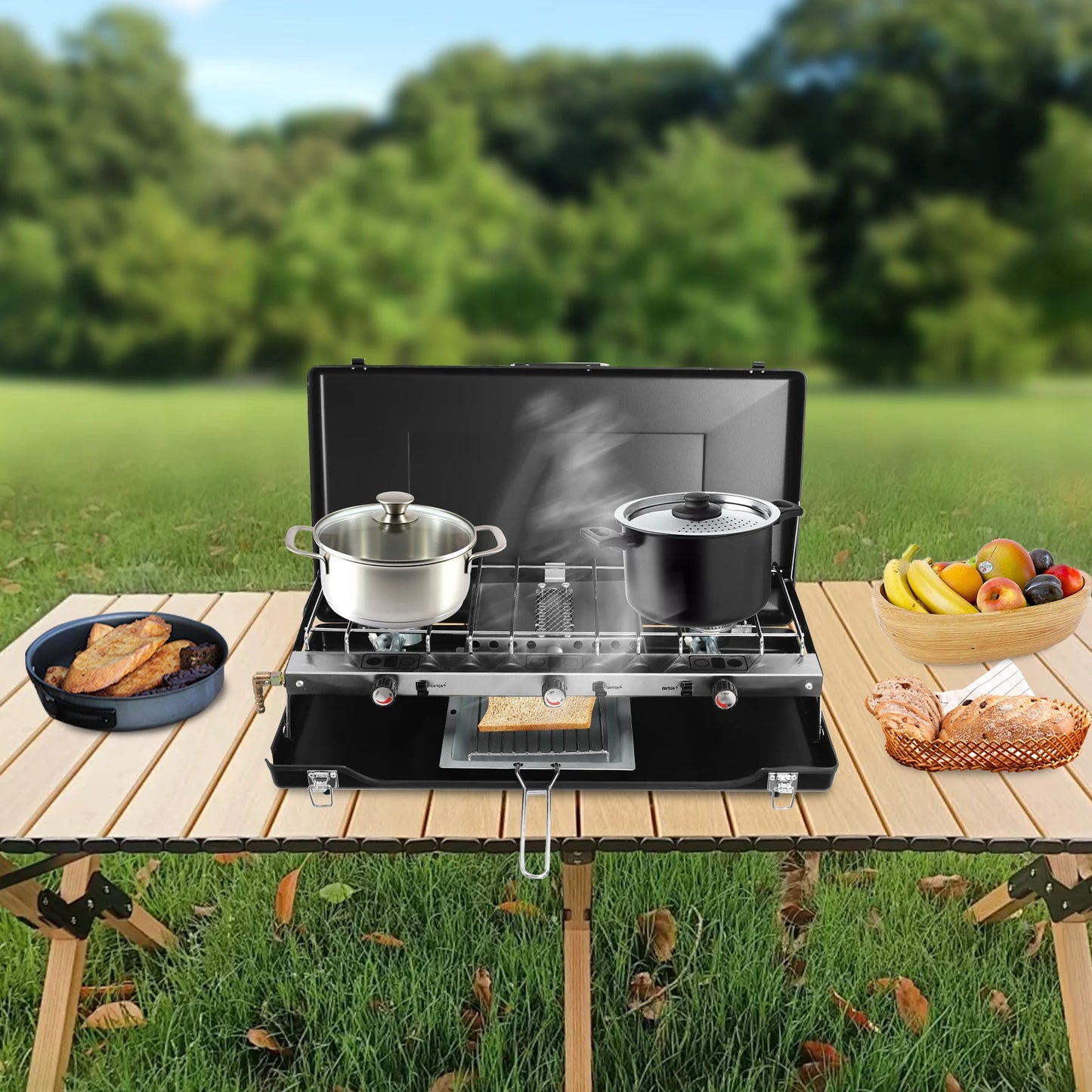 Portable Gas Camping Stove for Outdoor Cooking and Grilling