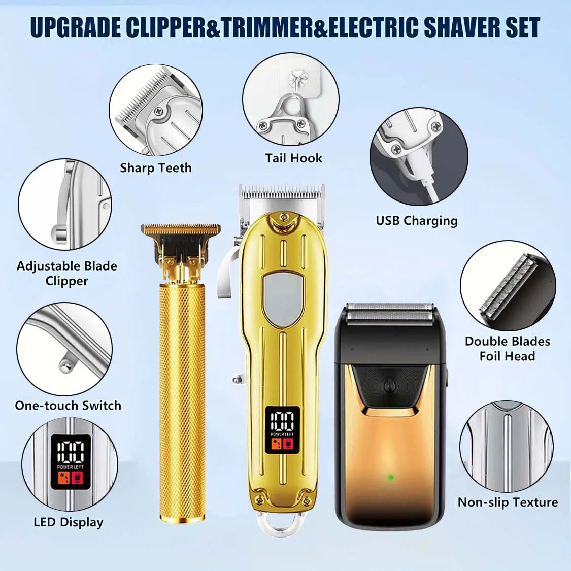 SHUYU Professional Hair Clipper And Trimmer Set For Men