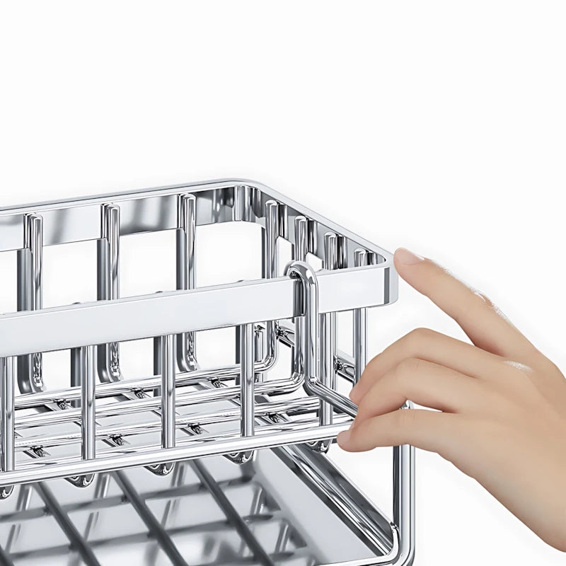 Stainless Steel Kitchen Sink Organizer Rack For Cleaning Supplies And Sponges