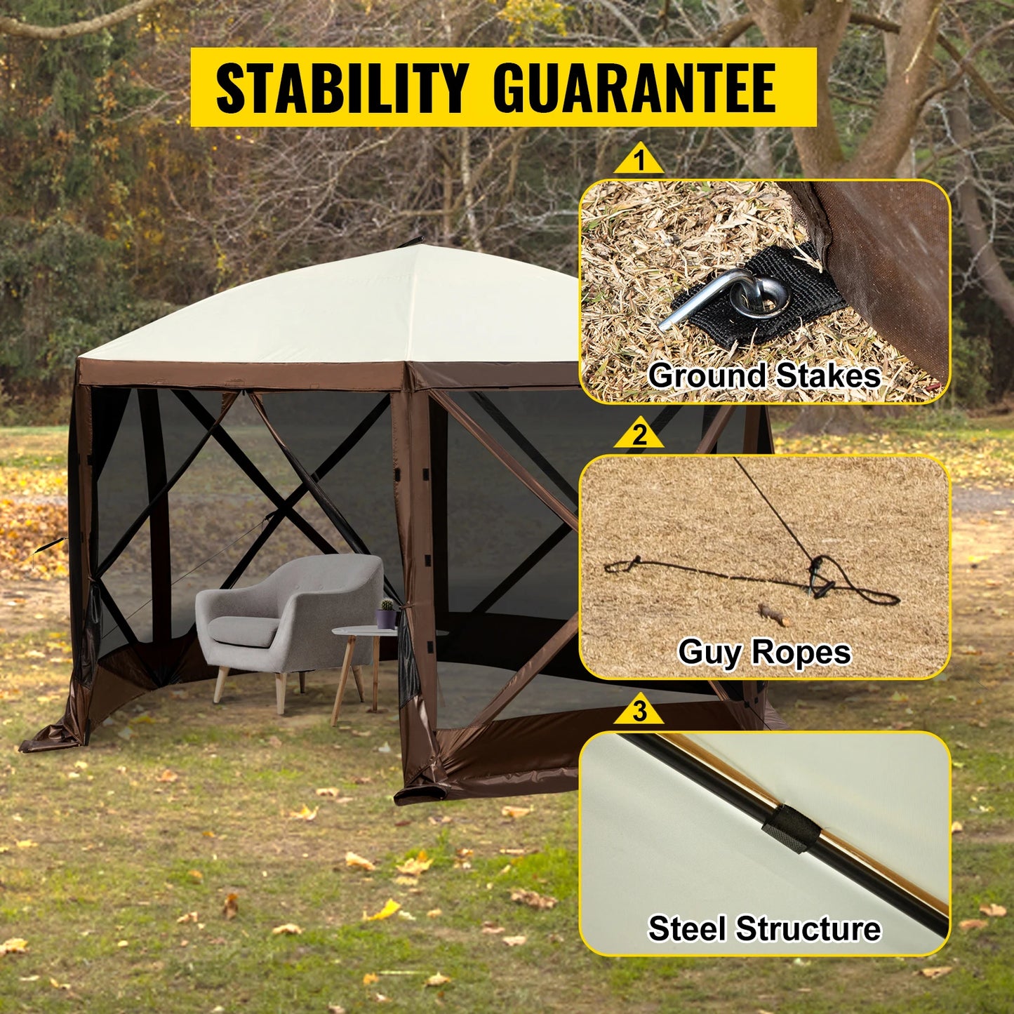 SucceBuy Pop Up Camping Gazebo Canopy Shelter For Outdoor Shade