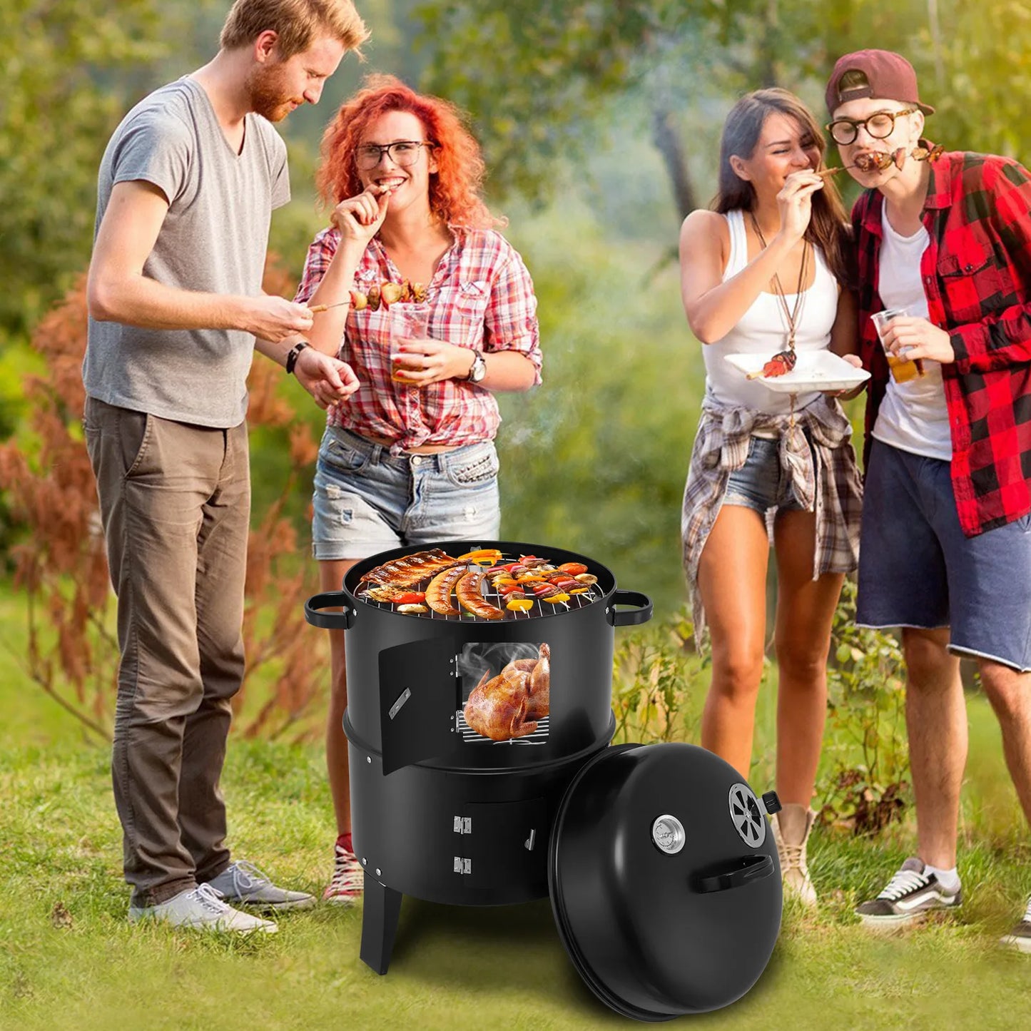 3 In 1 Smoked Grill Vertical Portable Smoker For Camping