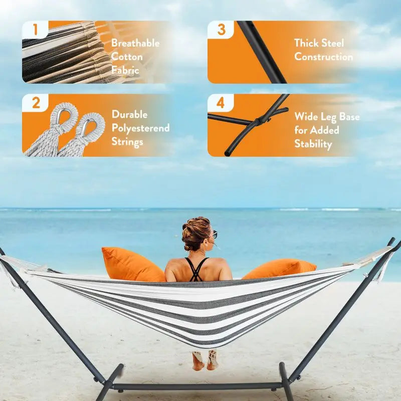 GYROOR Adjustable Stand Hammock With 600lb Capacity