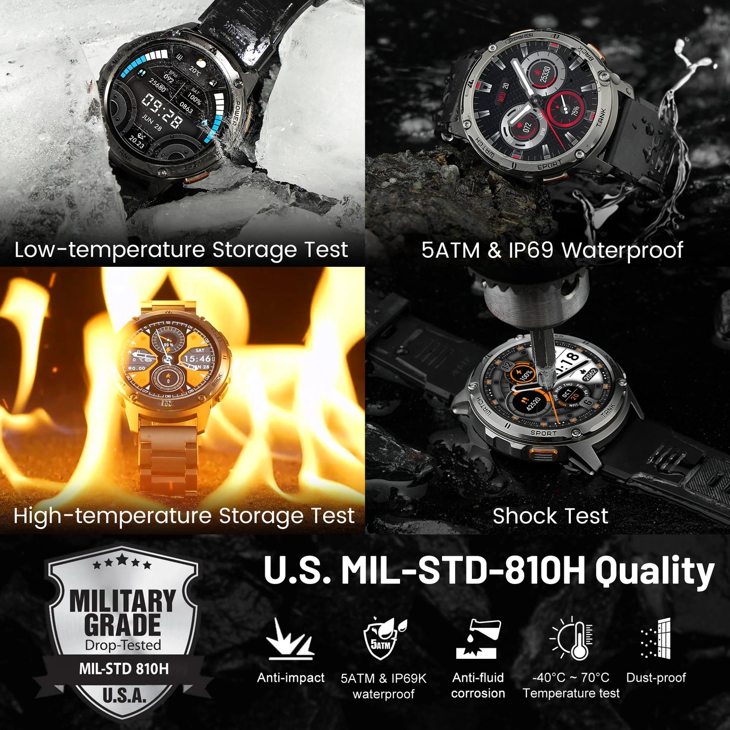 KOSPET Tank T3 Smart Watch For Men With AMOLED Display AI Voice