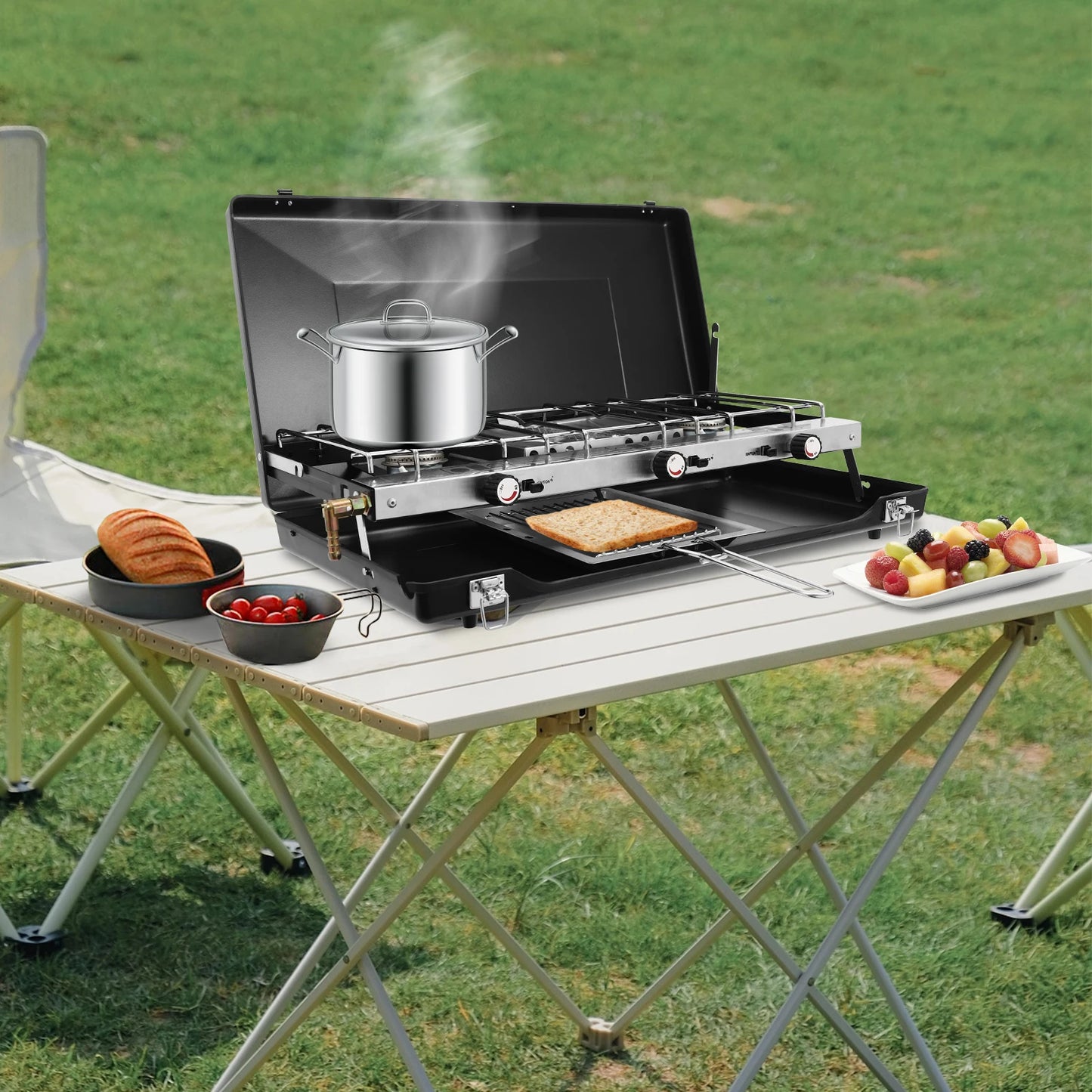 Portable Gas Camping Stove for Outdoor Cooking and Grilling