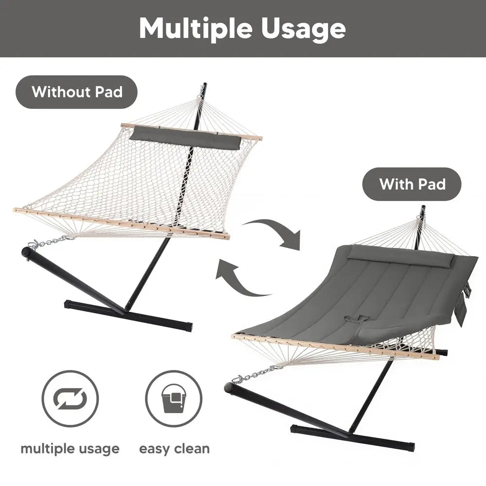 MBVM Outdoor Hammock With Stand Carrying Bag And Quilted Pad