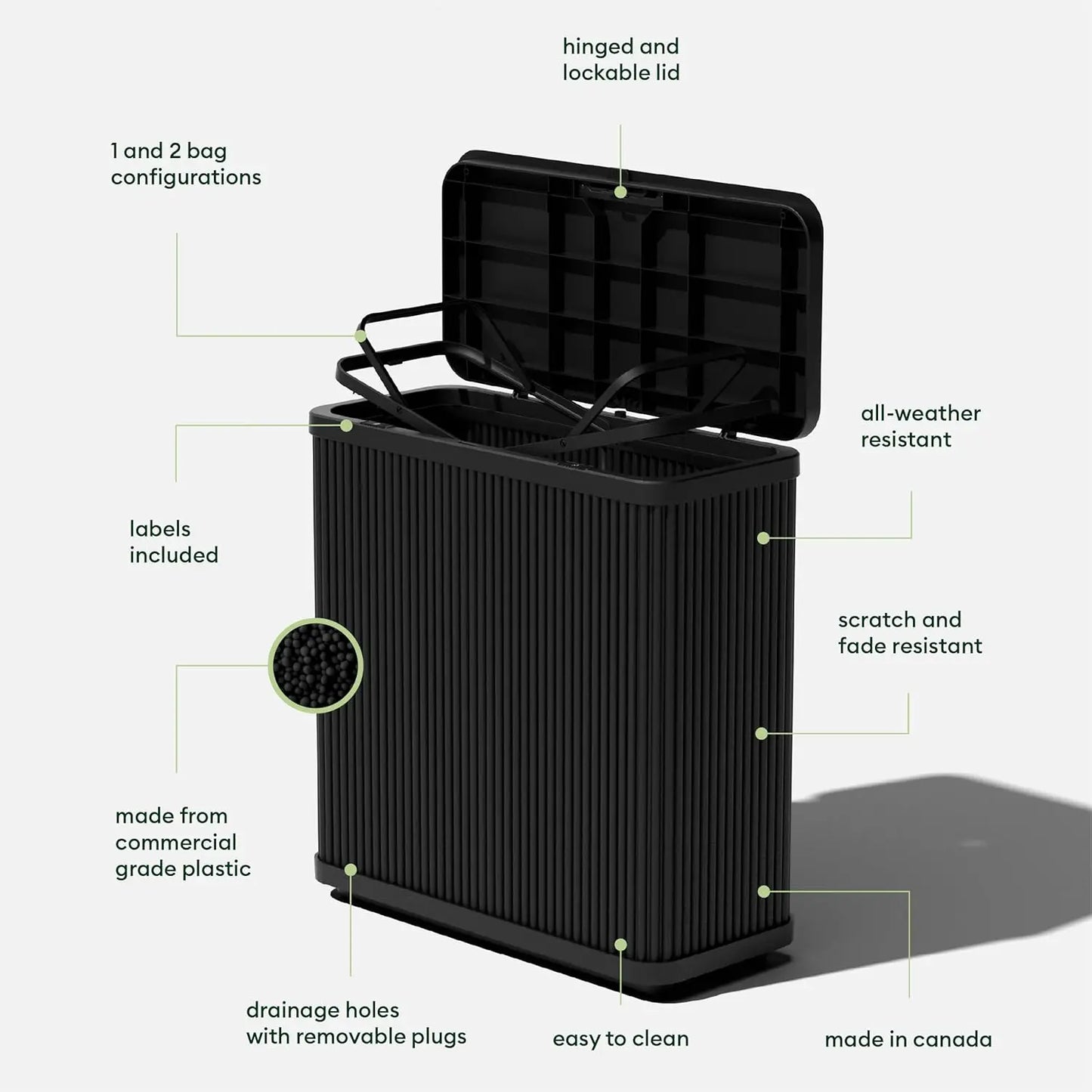 Outdoor Trash Can With Lid 90L Weather Resistant Durable Bin