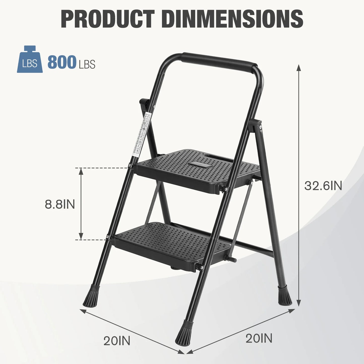 JHK Folding Step Ladder Stool With Anti Slip Pedals