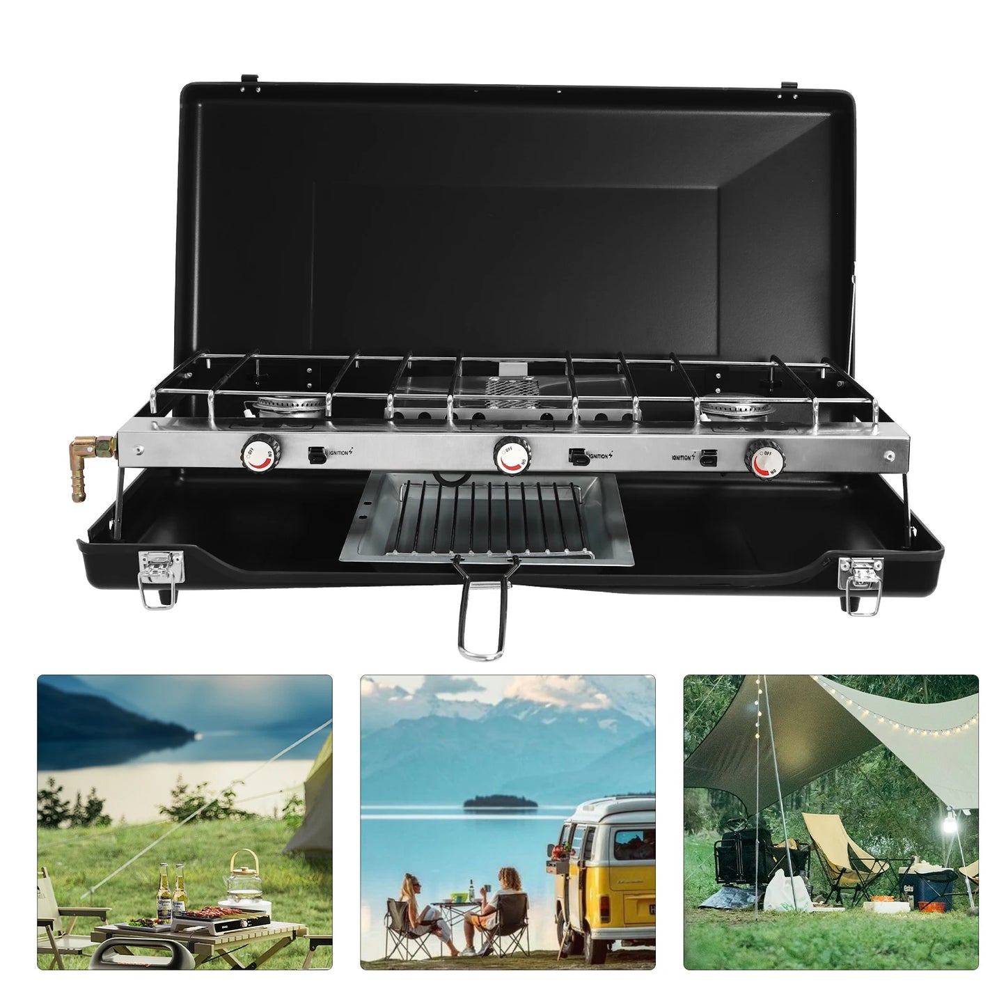 Portable Gas Camping Stove for Outdoor Cooking and Grilling