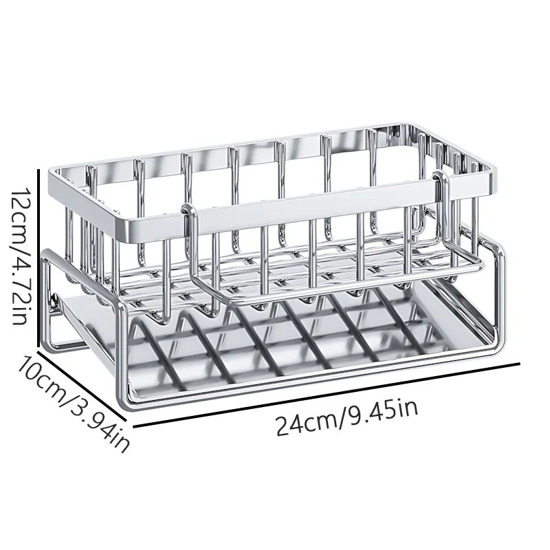 Stainless Steel Kitchen Sink Organizer Rack For Cleaning Supplies And Sponges