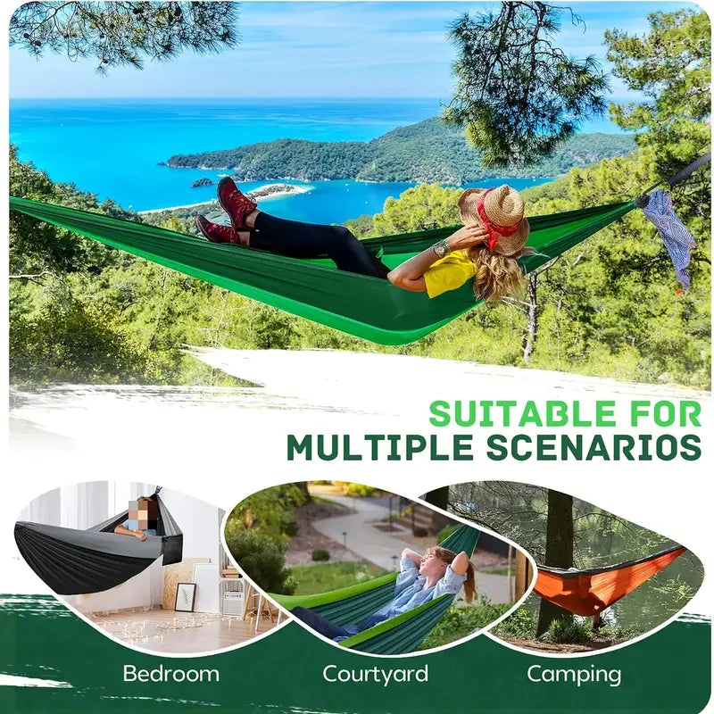 Portable Nylon Camping Hammock For Outdoors And Backpacking
