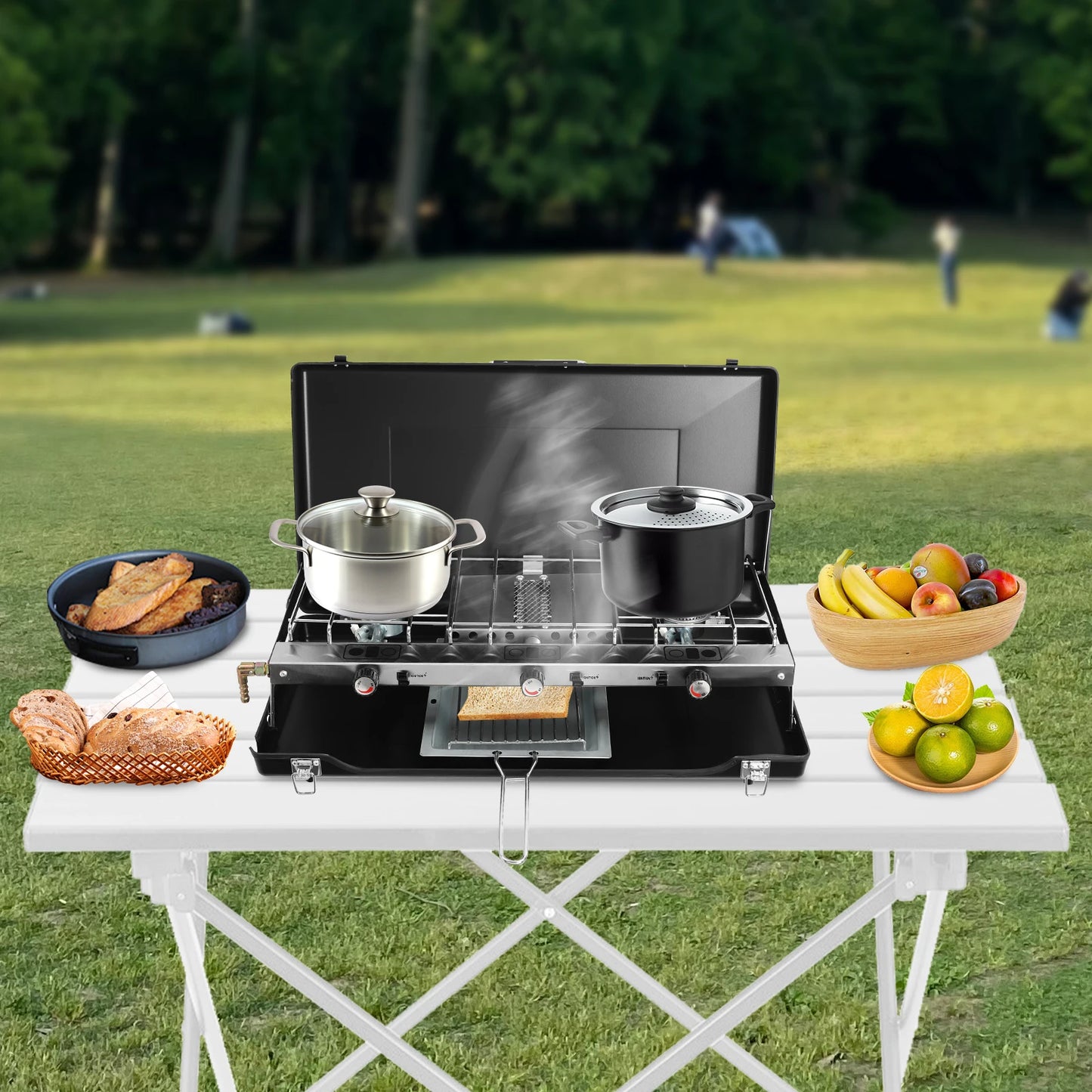 Portable Gas Camping Stove for Outdoor Cooking and Grilling