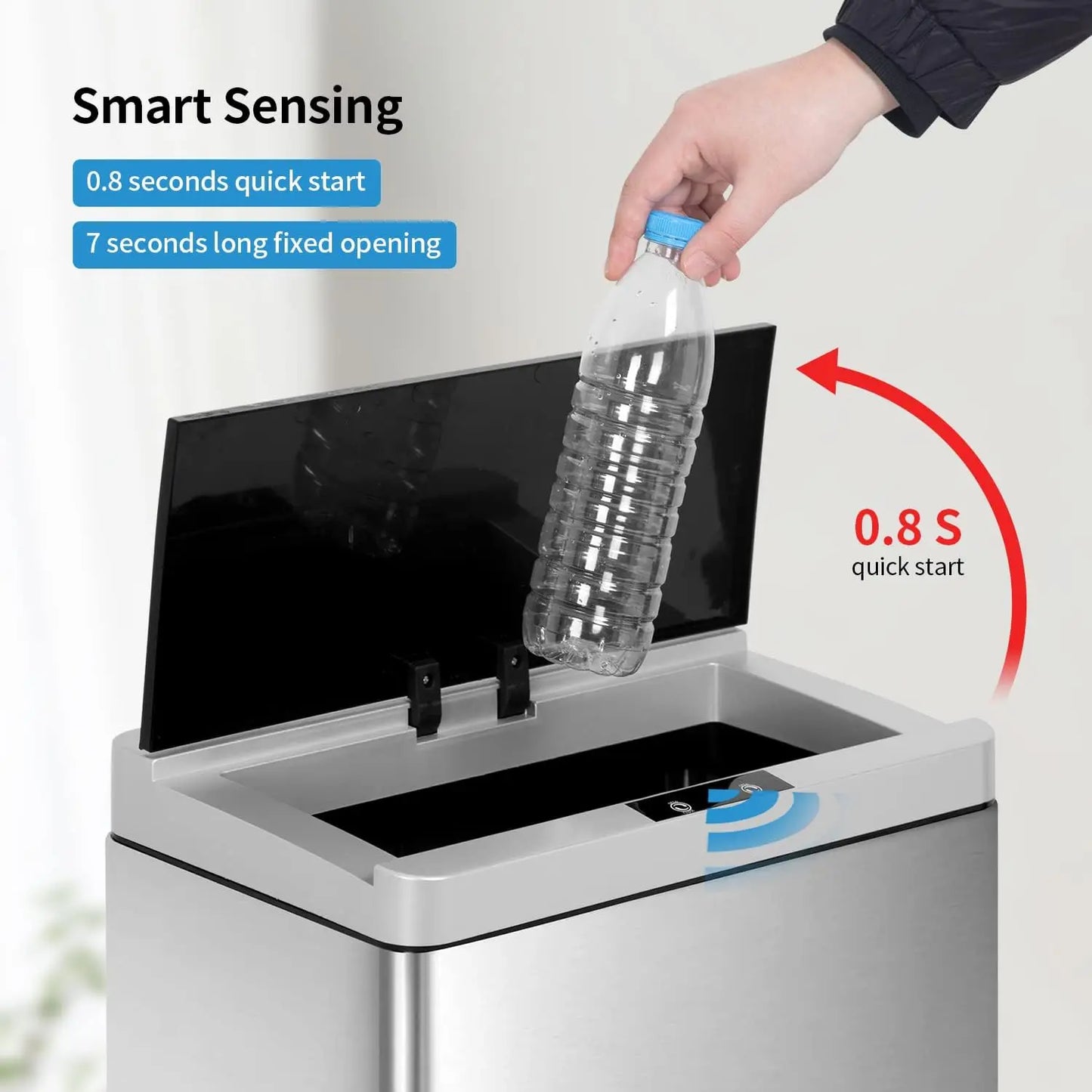 Automatic Touchless Trash Can Stainless Steel With Lid For Home Office