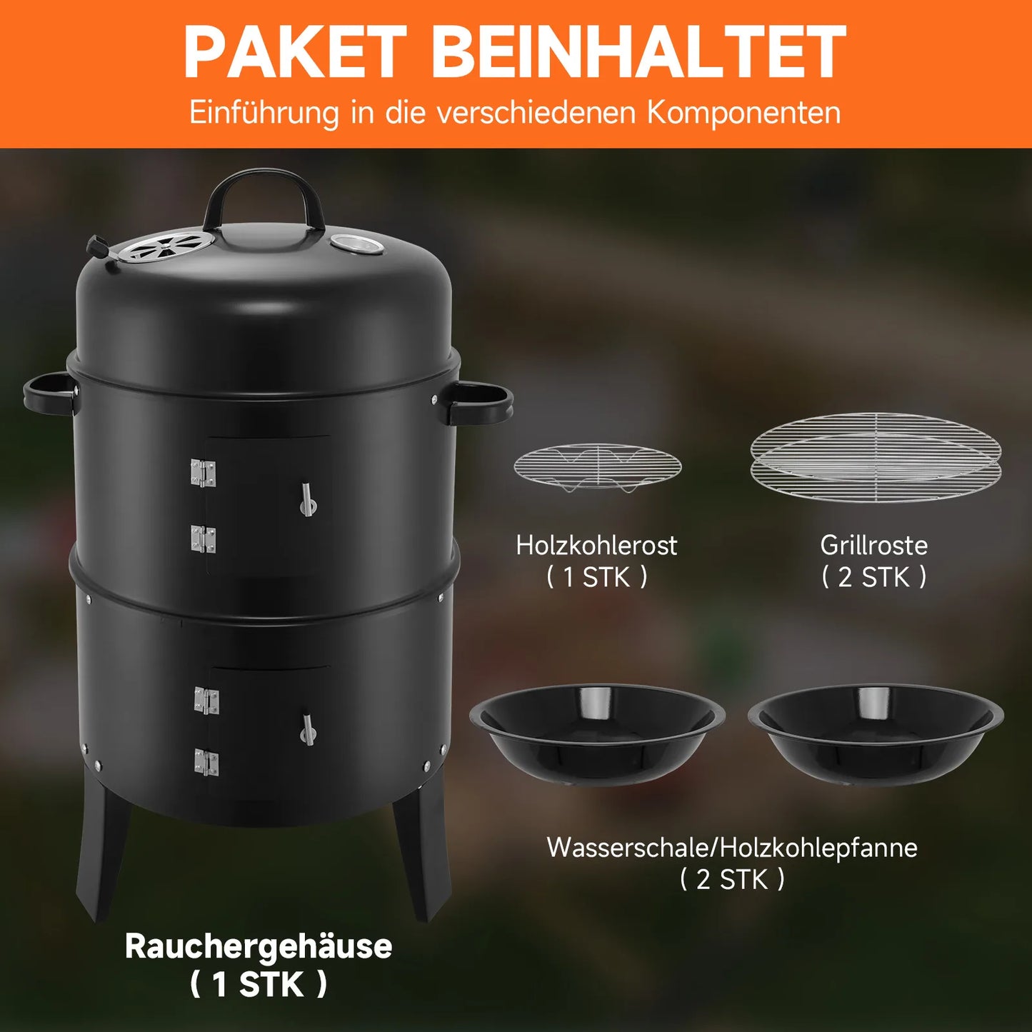 3 In 1 Smoked Grill Vertical Portable Smoker For Camping