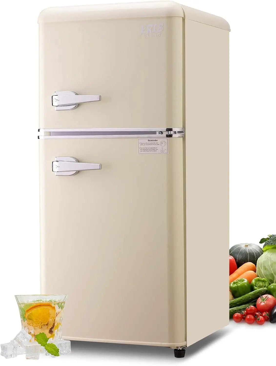 Krib Bling Compact Refrigerator With Freezer Retro Mini Fridge