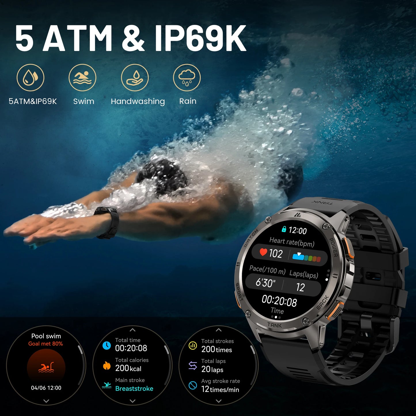 KOSPET Tank T3 Smart Watch For Men With AMOLED Display AI Voice