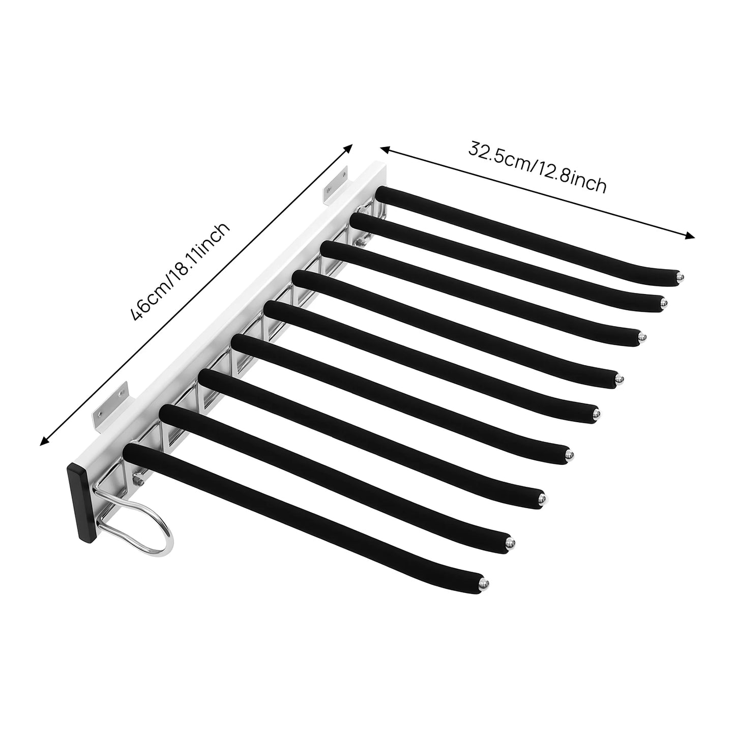 9-Rod Wall Mount Pants Rack With Silent Push-Pull Rails