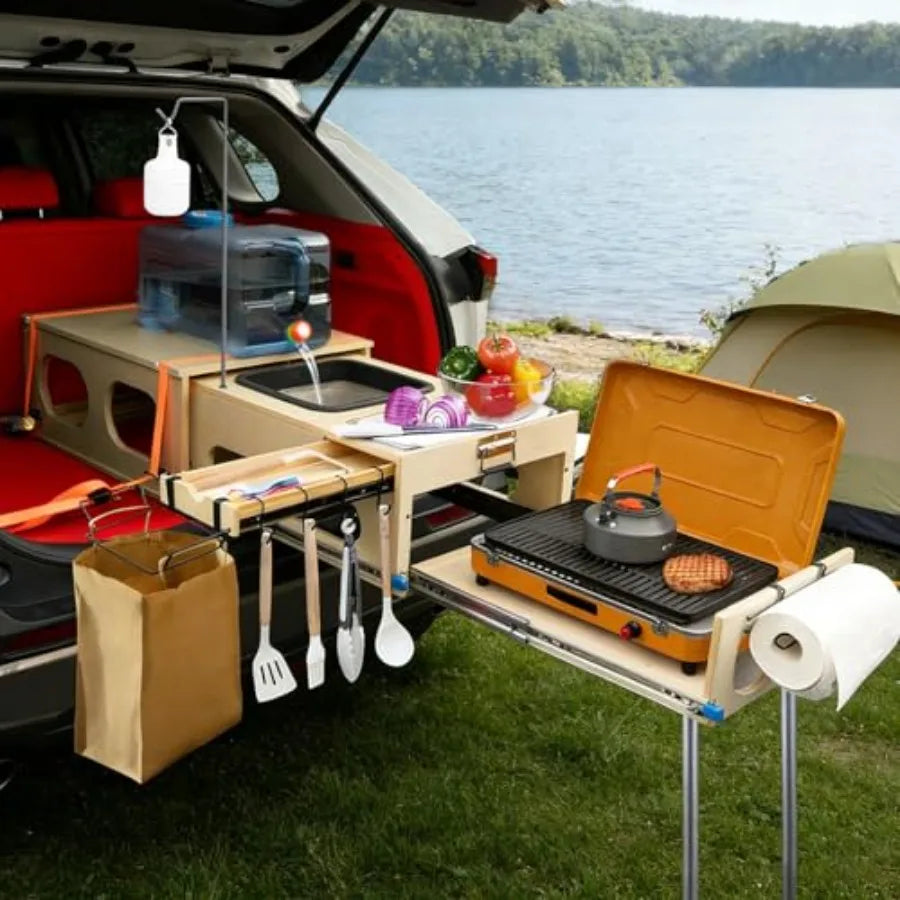 All In One Camp Kitchen Box With Sink Folding Table