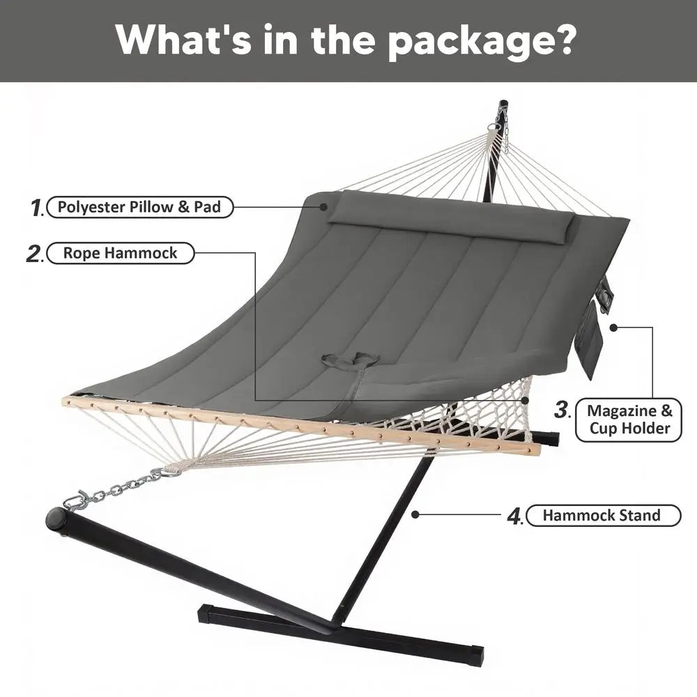 MBVM Outdoor Hammock With Stand Carrying Bag And Quilted Pad