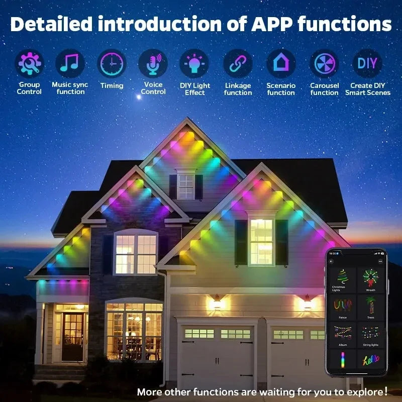 MIMIRGB Outdoor Eaves Lights LED String With App Control