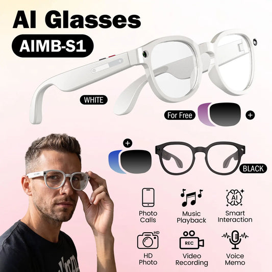 AI Glasses With Dual Cameras Video Wireless Long Battery Life S1