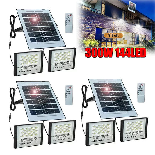 300W LED Solar Street Light Outdoor Flood Lamp Dusk To Dawn Waterproof