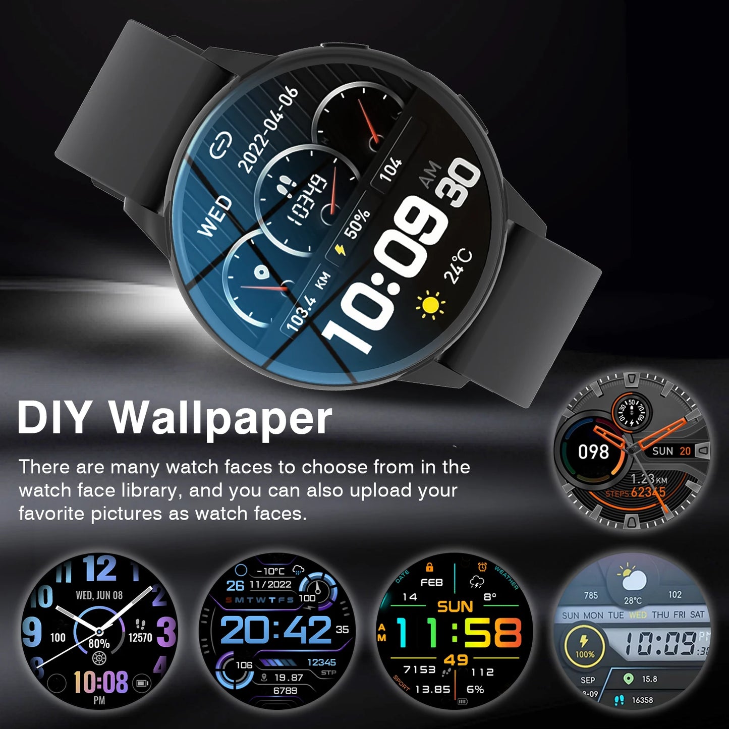 Odelettevcy Smartwatch Men Bluetooth Calling Fitness Tracker Heart Rate Monitor