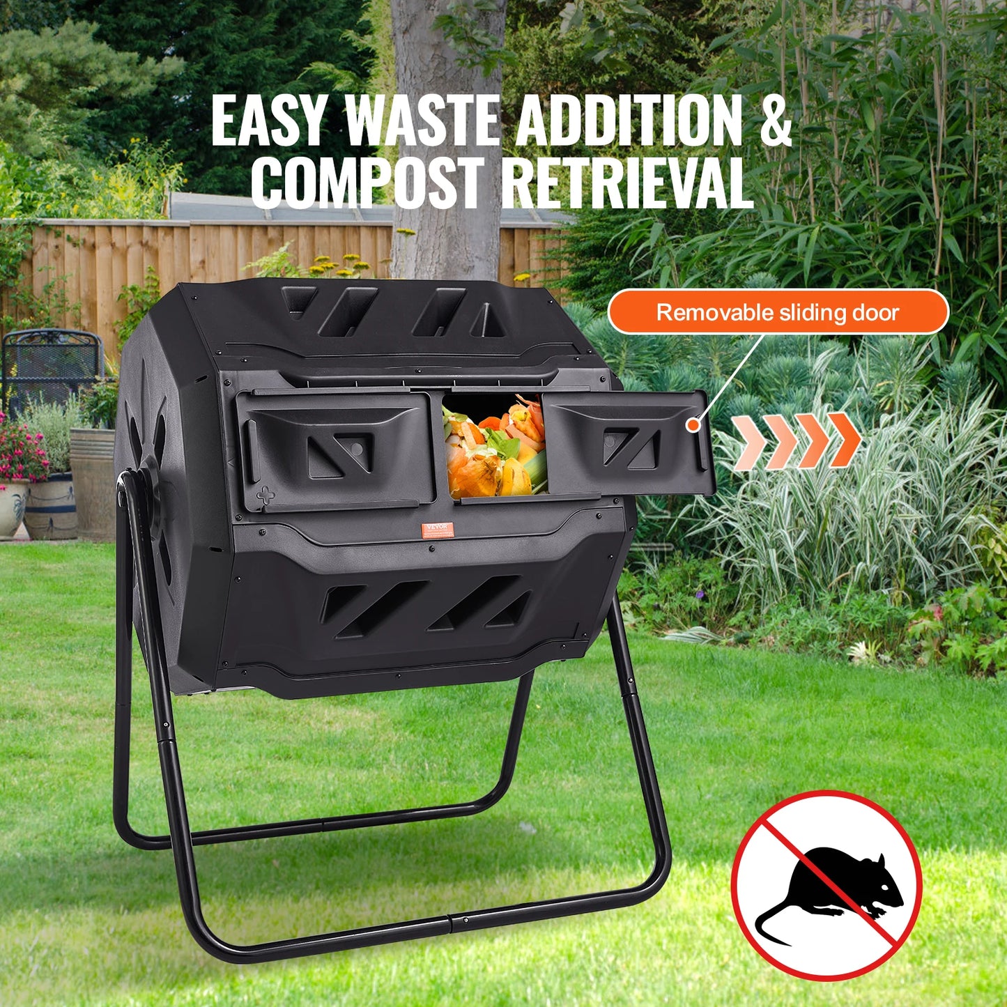 Dual Chamber Tumbling Composter BPA Free for Garden and Kitchen Waste