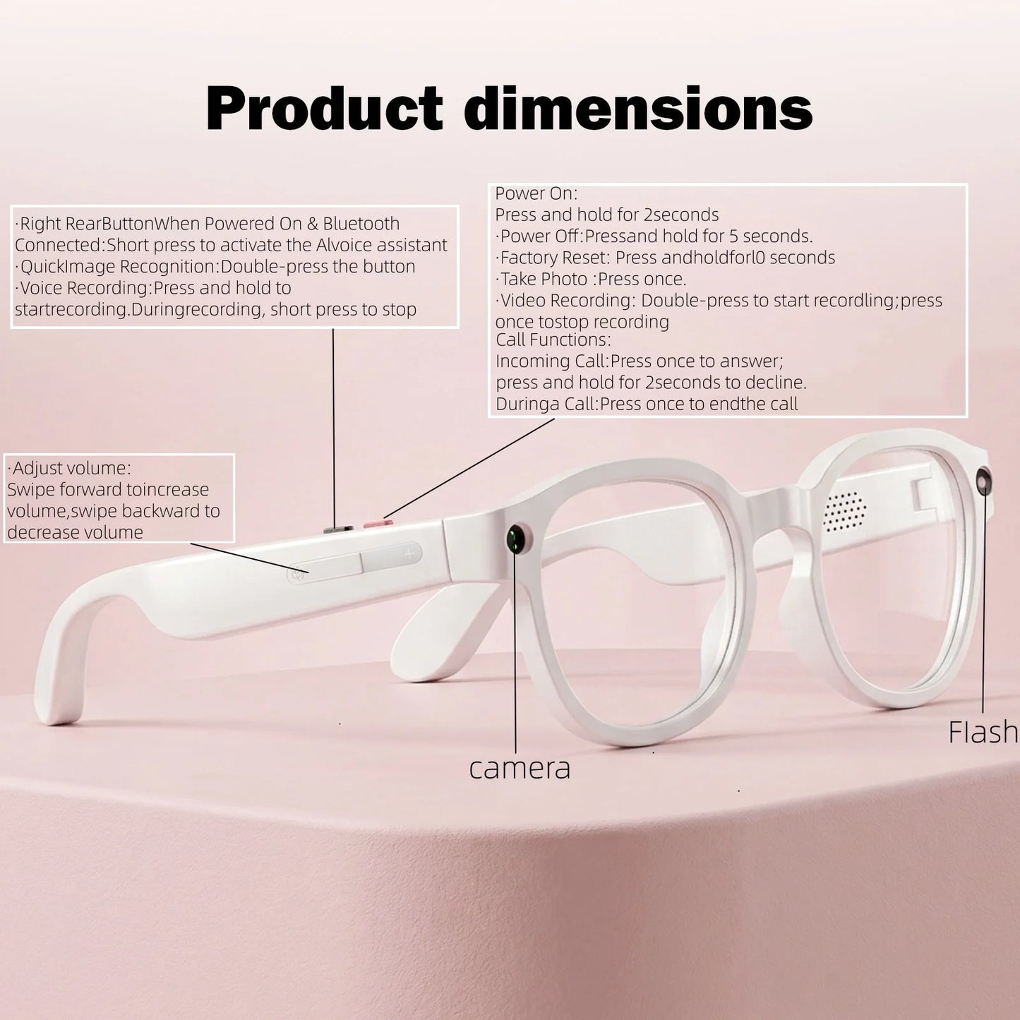 AI Glasses With Dual Cameras Video Wireless Long Battery Life S1