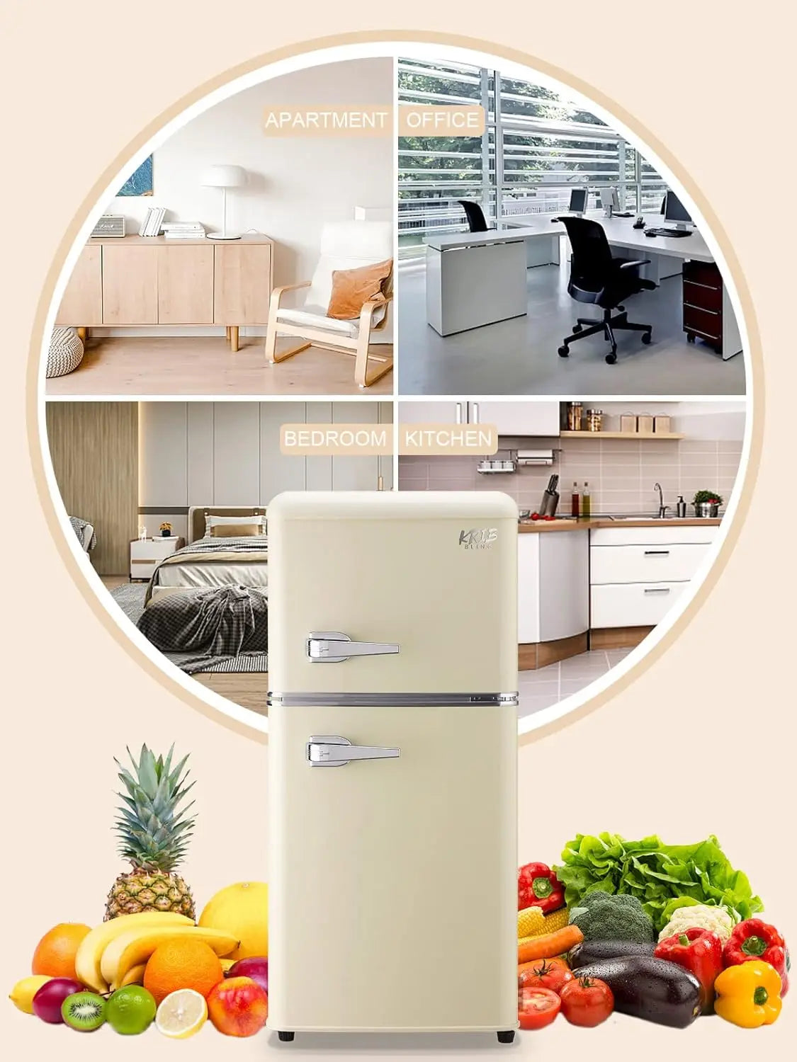 Krib Bling Compact Refrigerator With Freezer Retro Mini Fridge