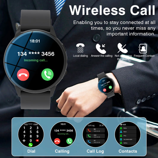 Odelettevcy Smartwatch Men Bluetooth Calling Fitness Tracker Heart Rate Monitor