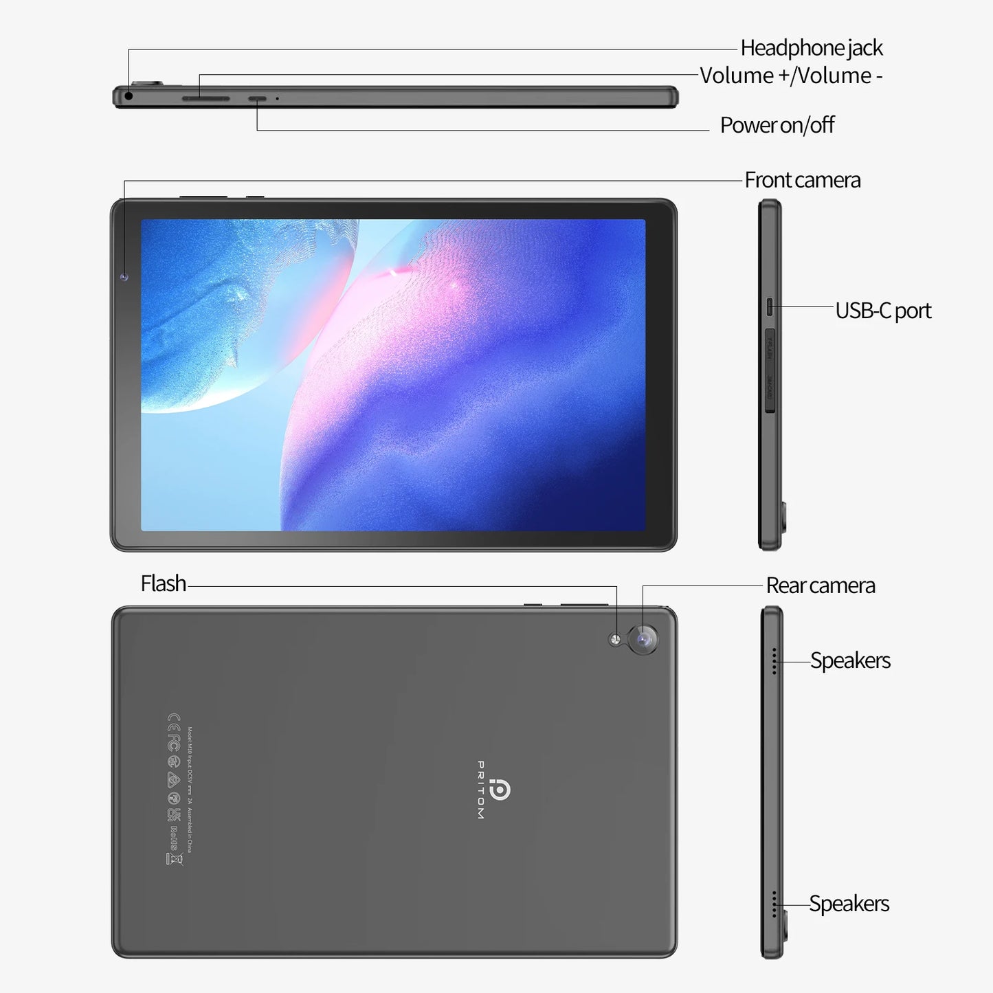 PRITOM Android Tablet With 2GB RAM 32GB ROM WiFi 6