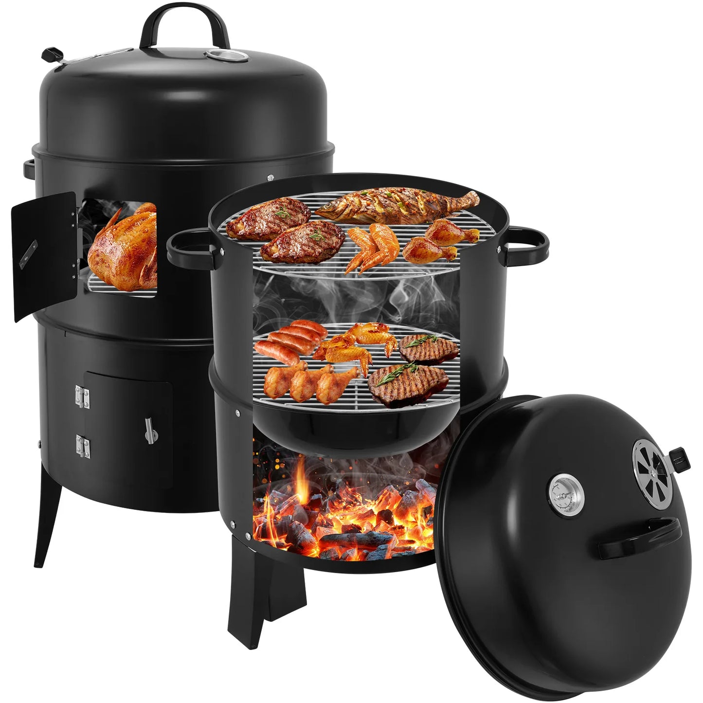 3 In 1 Smoked Grill Vertical Portable Smoker For Camping