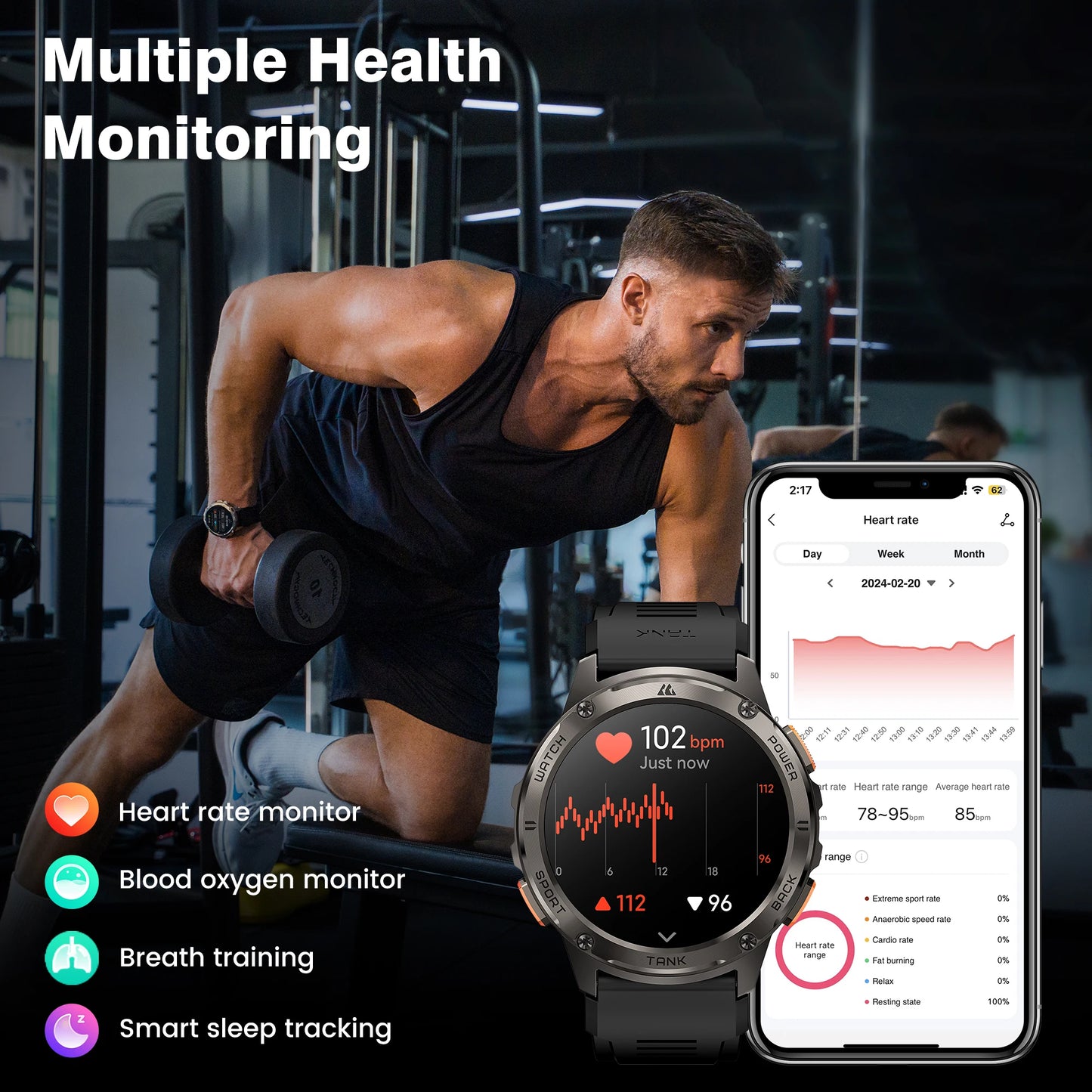 KOSPET Tank T3 Smart Watch For Men With AMOLED Display AI Voice