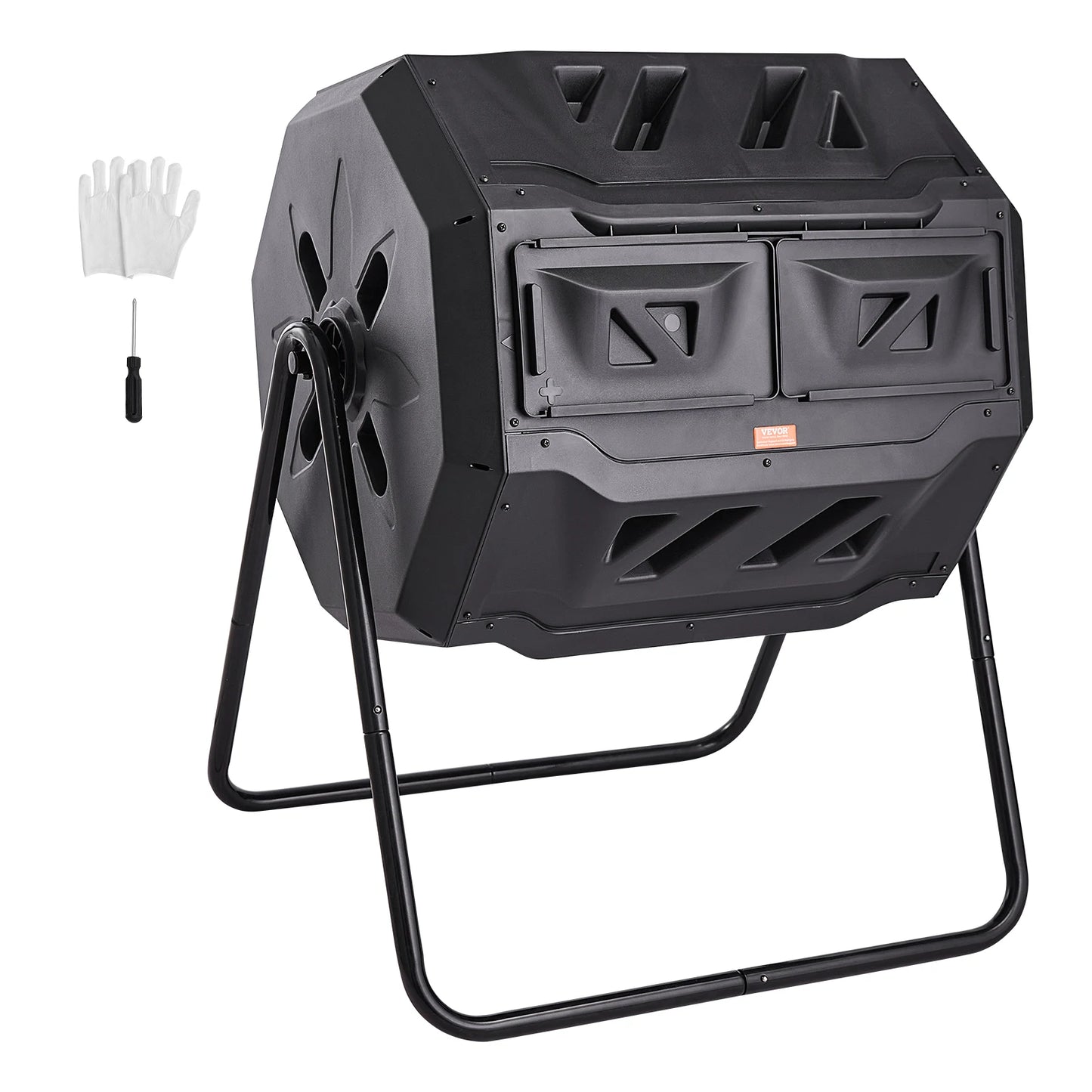 Dual Chamber Tumbling Composter BPA Free for Garden and Kitchen Waste