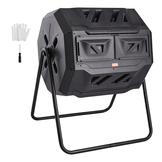 Dual Chamber Tumbling Composter BPA Free for Garden and Kitchen Waste