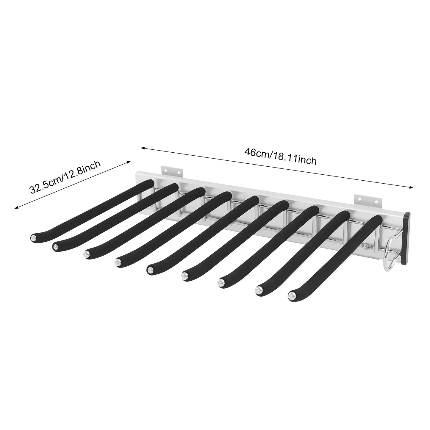 9-Rod Wall Mount Pants Rack With Silent Push-Pull Rails
