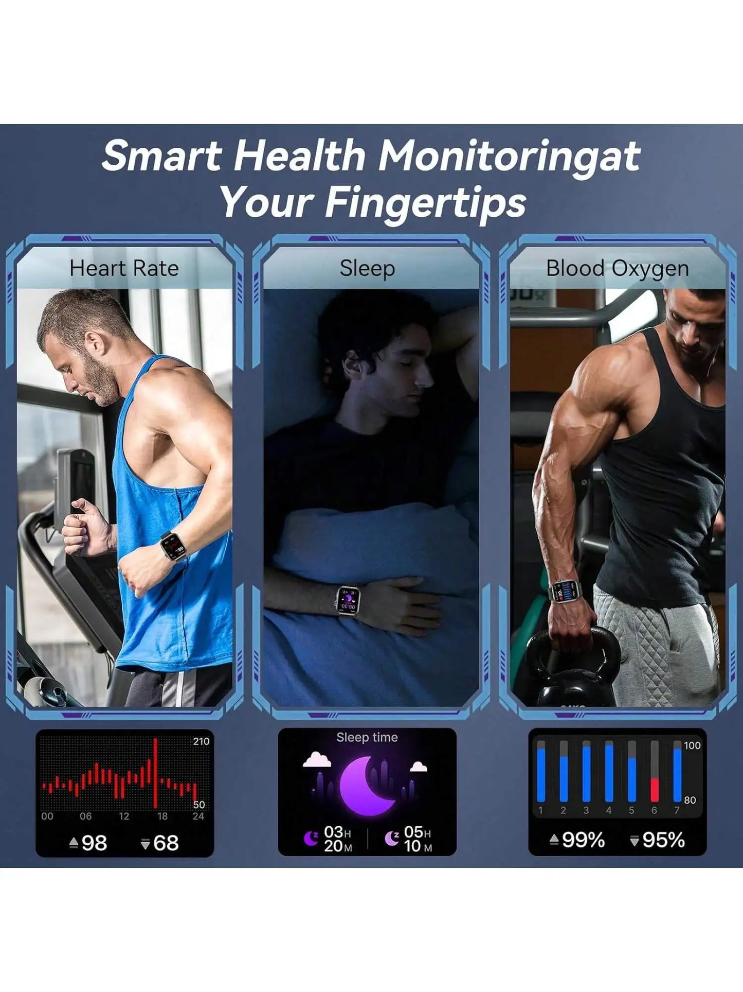 Smartwatch For Men And Women With Case 7 Bands Bluetooth Calling