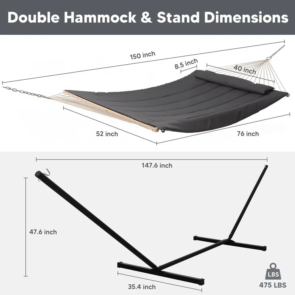 MBVM Outdoor Hammock With Stand Carrying Bag And Quilted Pad