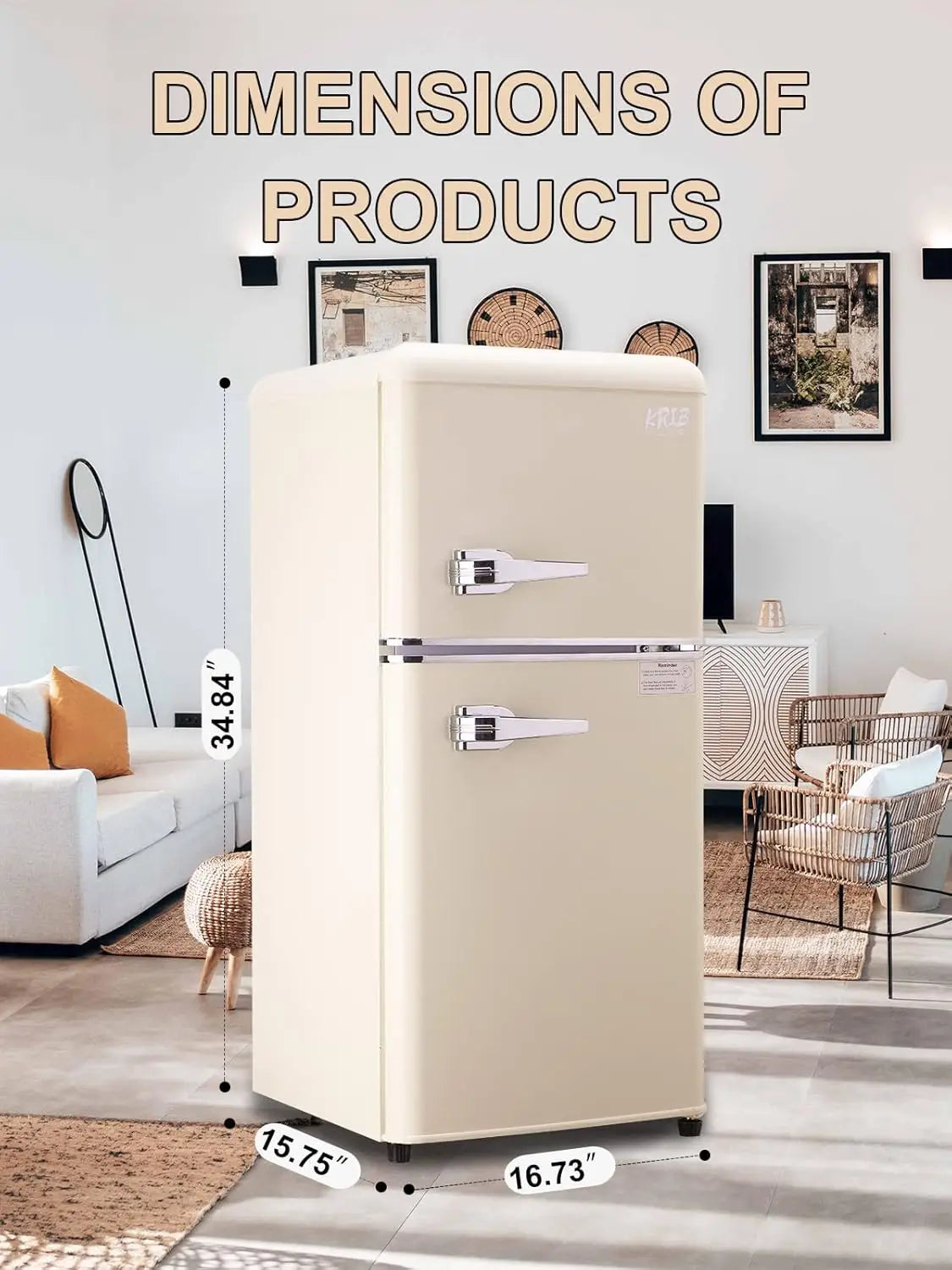 Krib Bling Compact Refrigerator With Freezer Retro Mini Fridge