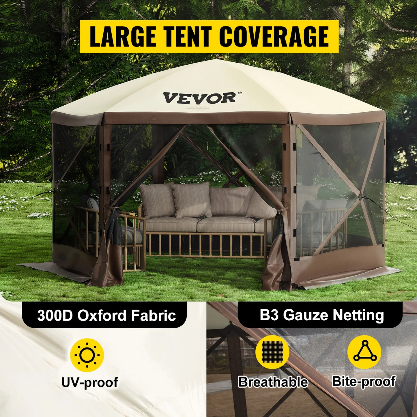 SucceBuy Pop Up Camping Gazebo Canopy Shelter For Outdoor Shade