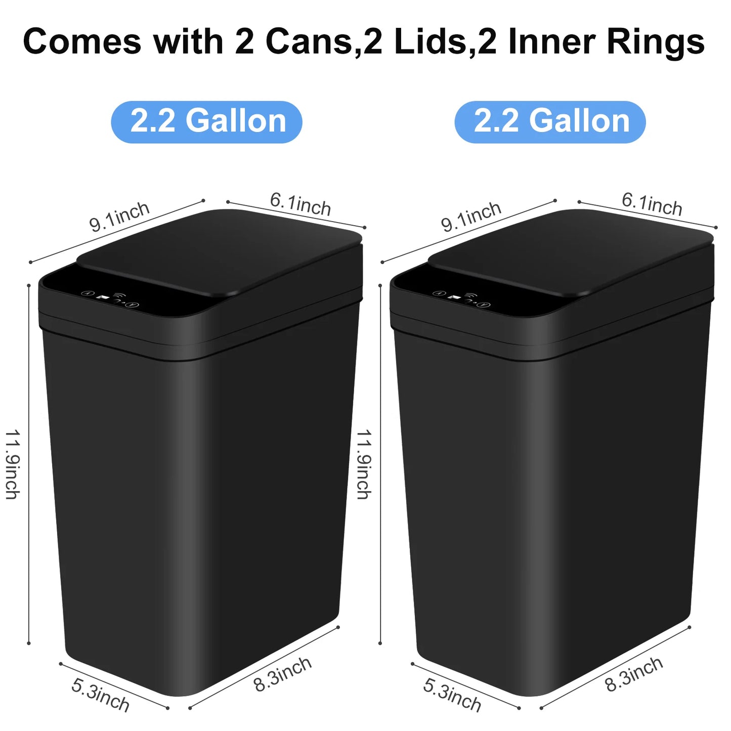 Automatic Touchless Motion Sensor Trash Can Two Pack Slim Design
